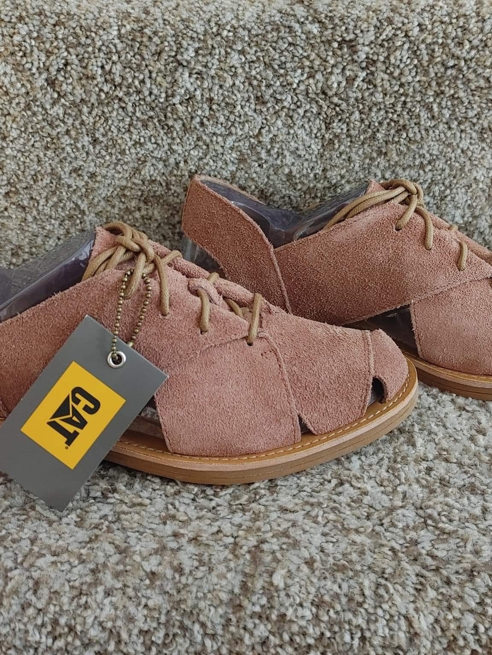 Caterpillar Women's Suede Lace-Up Slingback Clogs - Rose Tan
